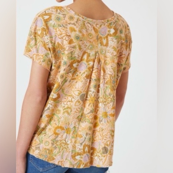 Anthropologie Pilcro Paisley Floral Swing Tee | M | Yellow/Orange Multi - Picture 2 of 6